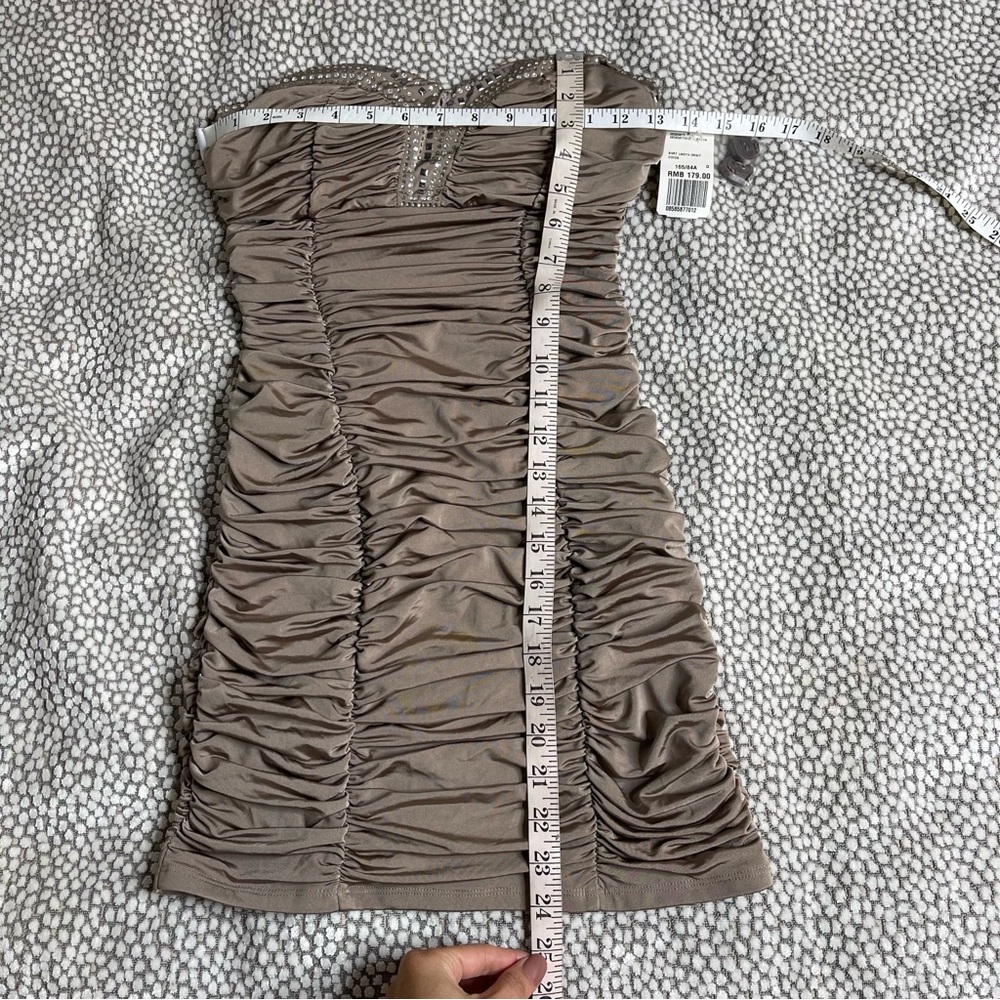 Forever 21 Taupe Strapless Scrunch Dress Size S - Picture 3 of 8